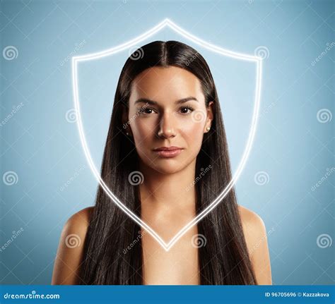 Woman Behind The Shield Stock Photo Image Of Skincare 96705696