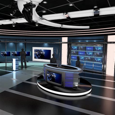 Tv Virtual Stage News Room Studio 027 3d Model Flatpyramid