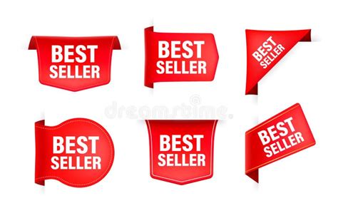 Red Ribbon With Text Best Seller Banner Ribbon Label Best Seller Stock