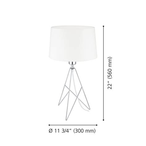 Eglo Camporale 22 In Chrome Table Lamp With White Fabric Shade 39181a
