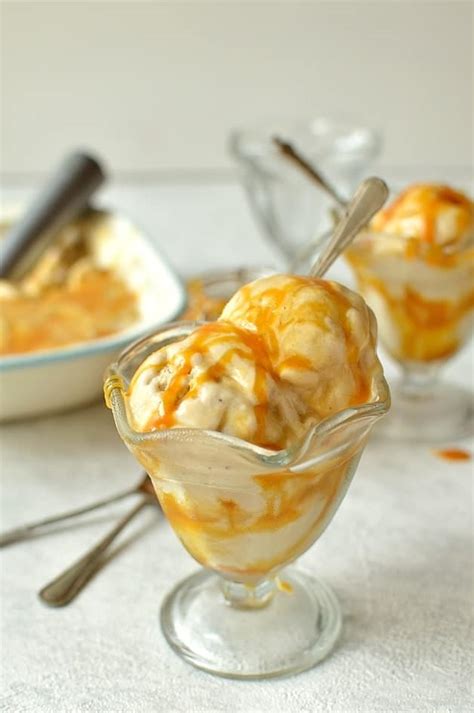 Vegan Roasted Banana Ice Cream With Rum Coconut Caramel Swirl