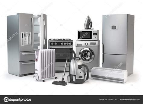 Home Appliances Set Household Kitchen Technics Isolated White