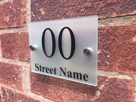 Modern Door Number Address Plaque Glass Acrylic Frosted Outdoor House