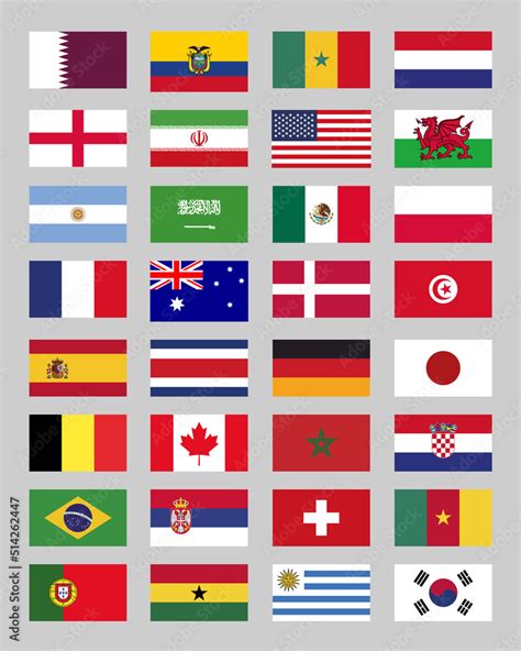 copa del mundo banderas de los países participantes 2022 Stock Vector