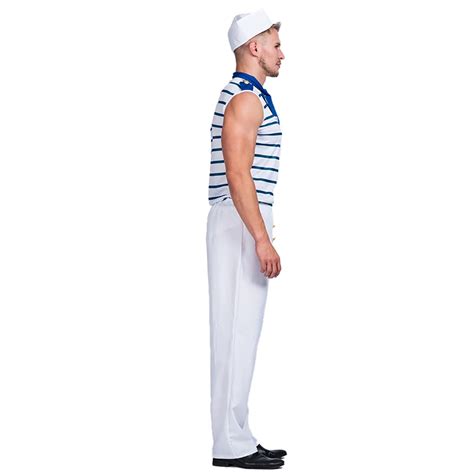 Carnival Party Stripe Sexy Man Male Gay Sailor Costume For Adults Men