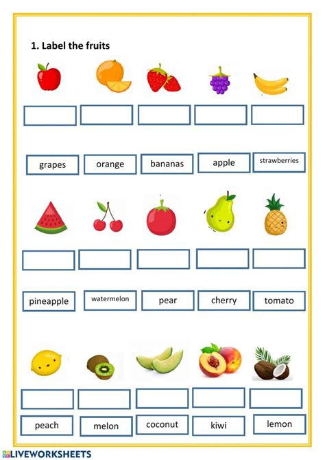 Fruits Exercise For 1º Fruits For Kids English Activities For Kids