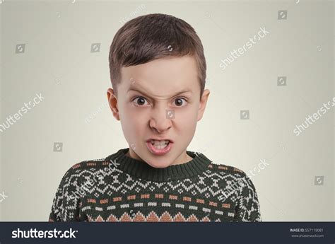 Emotions Angry Little Boy Looking Camera Stock Photo 557119081