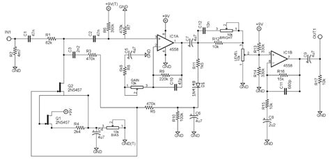 In this circuit one ic 4558 and 4 power transistors are used with some discrete components. 4558 surround circuit