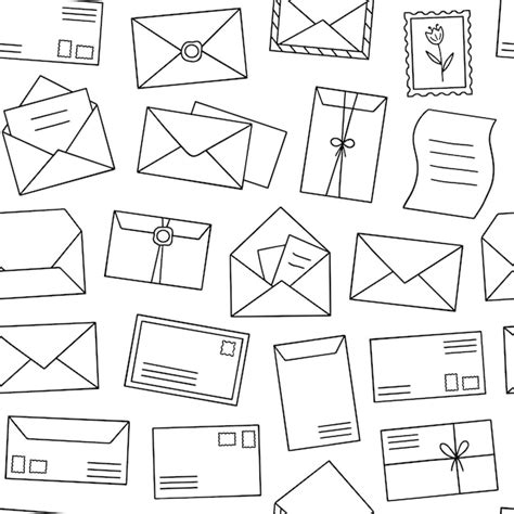 Premium Vector Hand Drawn Seamless Pattern Of Mail Envelope Doodle