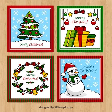 Si estás buscando fuentes de navidad para descargar gratis estás en el lugar correcto. Bonitas tarjetas cuadradas para navidad | Vector Gratis