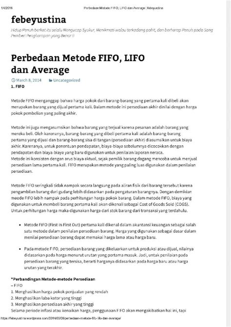 PDF Perbedaan Metode FIFO LIFO Dan Average Febeyustina DOKUMEN TIPS