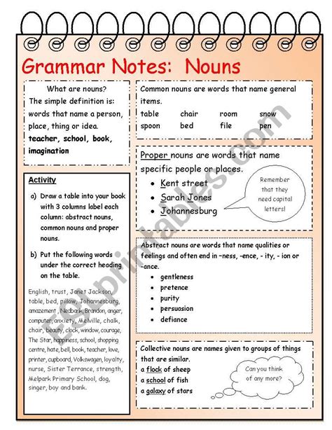 Nouns Grammar Note Esl Worksheet By Zark