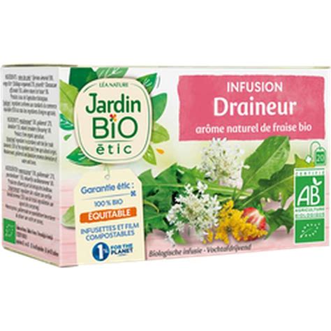 Infusion Draineur Bio Jardin Bio X20 Sachets 30 G La Belle Vie