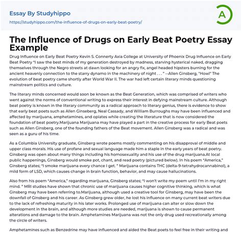 The Influence Of Drugs On Early Beat Poetry Essay Example
