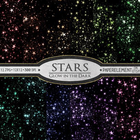 Stars Digital Paper Star Scrapbook Paper Glowing Stars Etsy