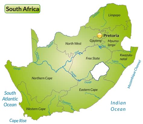 Map Of South Africa With Borders In Green Royalty Free Photo