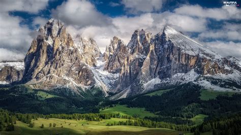 Italy Sassolungo Mountains Val Gardena Valley Dolomites Beautiful Views Wallpapers 1920x1080