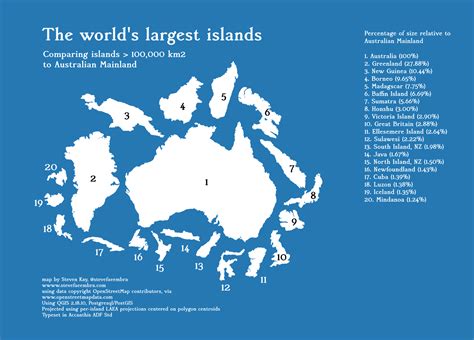 The Nineteen Largest Islands In The World In A Maps On The Web