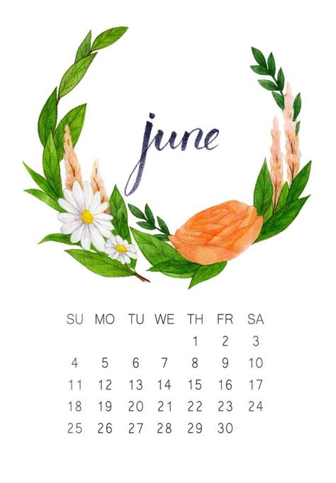 June Calendar Stock Illustration Illustration Of Month 79209253