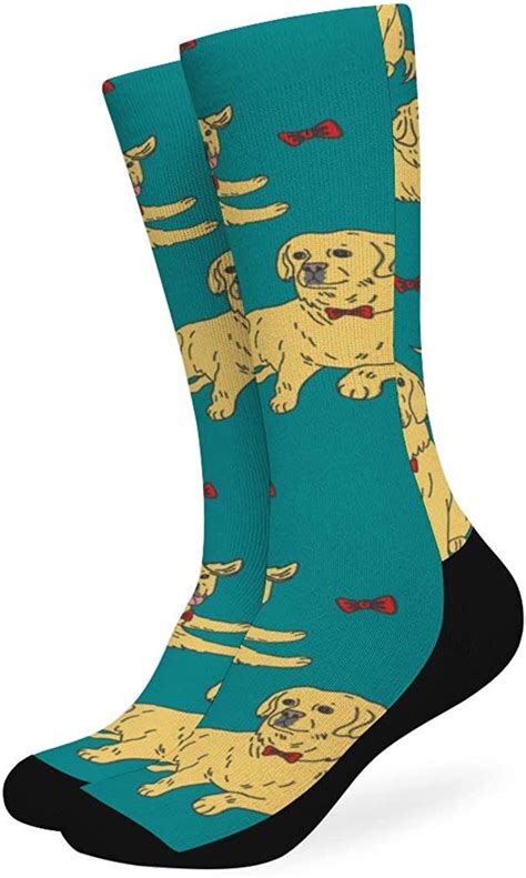 A Happy Golden Labrador Retriever Dog Jumping Socks Women And Men Socks