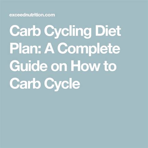 Carb Cycling Diet Plan A Complete Guide On How To Carb Cycle Carb