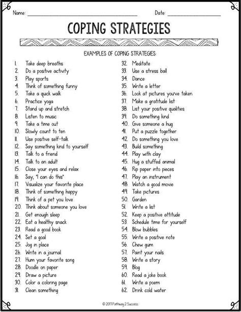 Coping Skills Worksheets For Teens