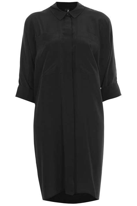 Lyst Topshop Silk Shirt Dress In Black
