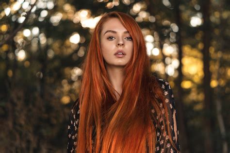 Model Depth Of Field Long Hair Girl Bokeh Woman Redhead Wallpaper