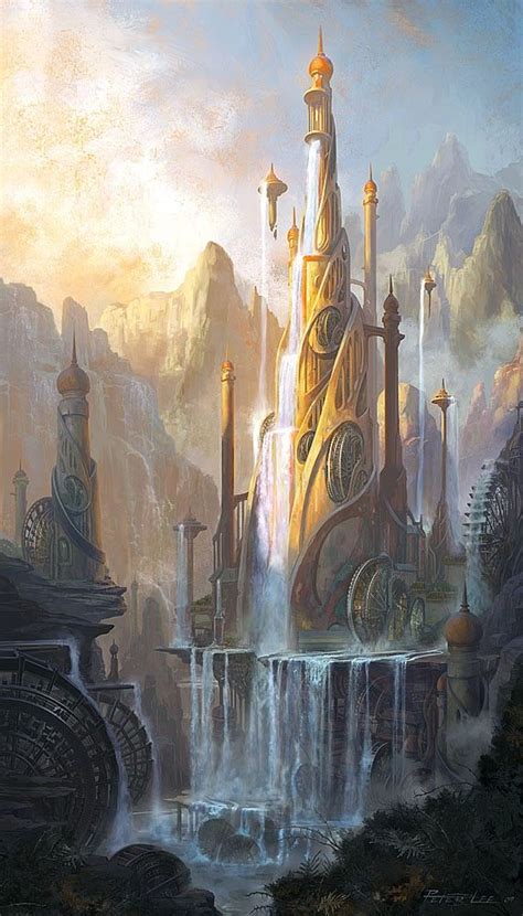 Waterfall Tower Fantasy Art Landscapes Fantasy Concept Art Fantasy