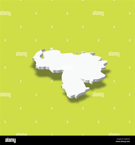 Venezuela Mapa Blanco De Silueta 3d De La Zona Del País Con Sombra