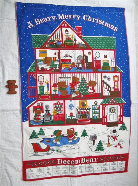 Finished Merry Beary Christmas Advent Calendar Fabric Panel Holiday