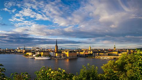 Photo Stockholm Sweden Sky Scenery Rivers Cities Clouds 1920x1080