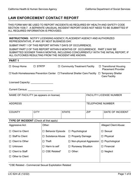 Form Lic624 Le Download Fillable Pdf Or Fill Online Law Enforcement