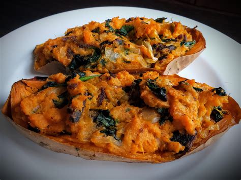 Twice Baked Sweet Potatoes😋 Sweet Potatoes Caramelized Onions Vegan