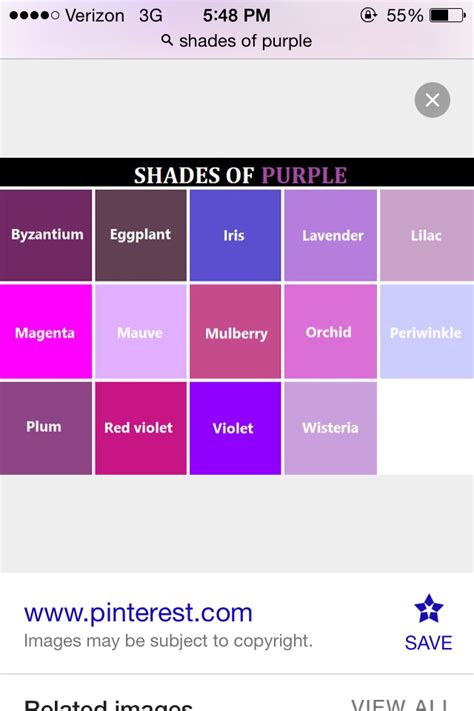 Shades Of Purple Chart Shades Of Purple Names Purple Color Chart Pms