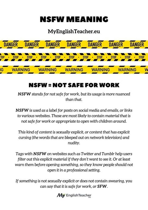 To reprimand means to formally show disapproval. NSFW Meaning ☢️👨‍🔬 What does NSFW mean in TEXT?
