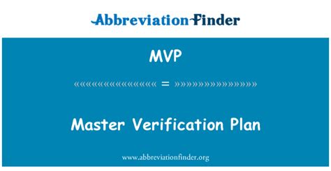 Mvp Definition Master Verification Plan Abbreviation Finder