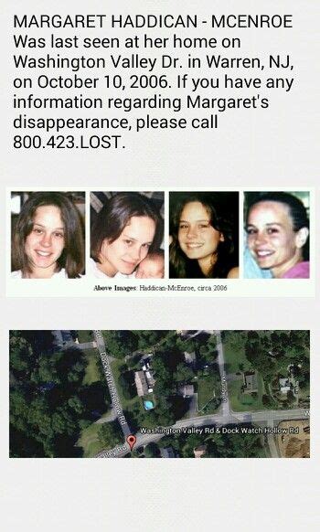 margaret haddican mcenroe has been missing since october 10 2006 she was last seen at her home