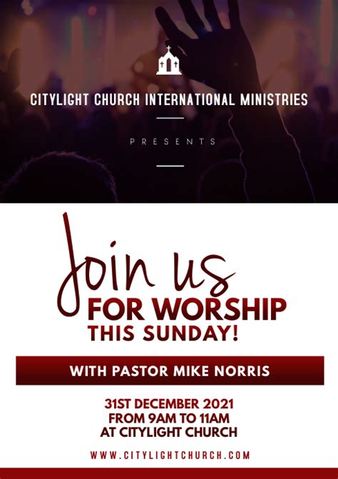 Join Us For Worship Flyer Template Postermywall