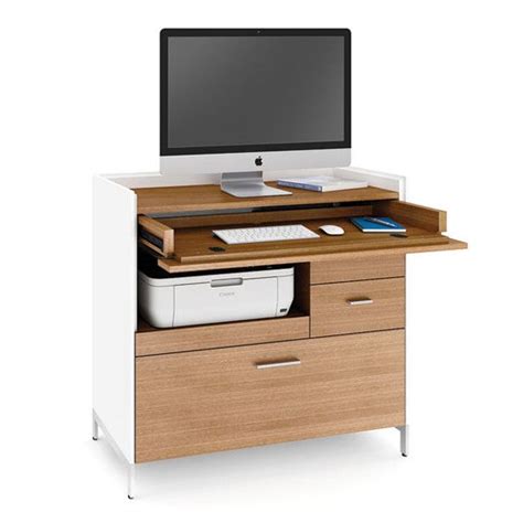 Sleek, minimalist desk with computer tray. 44 best images about File printer shredder storage on ...