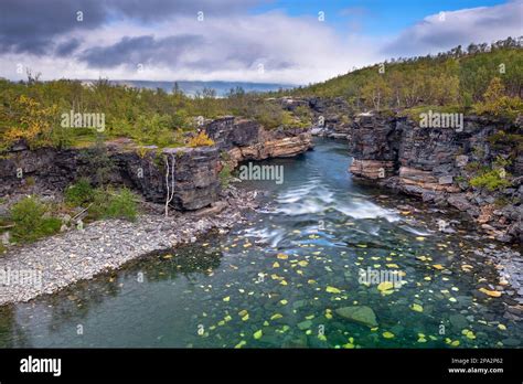 Abisko Canyon Abiskojakka River Abiskojakka Abisko National Park Lapland Sweden Stock Photo