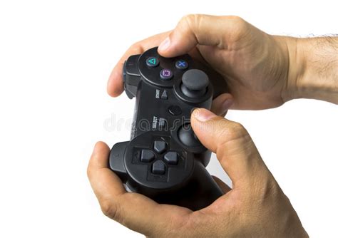 Male Hand Holding Controller Stock Photo Image Of Controller Console