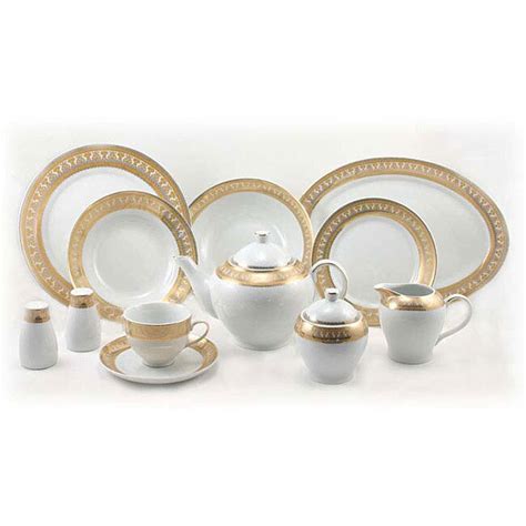 Venetian Gold 49 Piece Fine Porcelain Dinnerware Set 11644153
