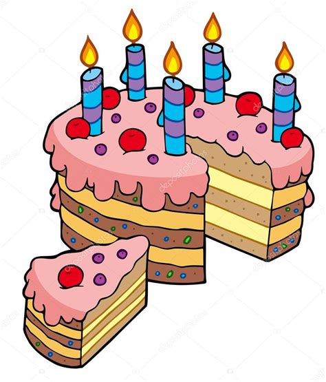 Cartoon Sliced Birthday Cake — Stock Vector © Clairev 3946976