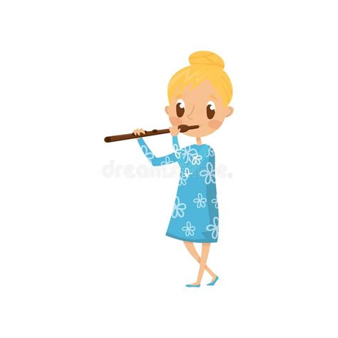 Brown Hair Anime Girl Playing Flute