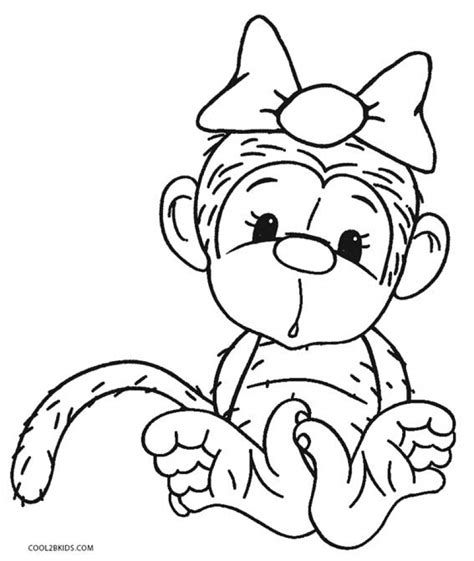 Gambar Cute Baby Monkeys Coloring Pages Kids Dlr Printable Monkey Di