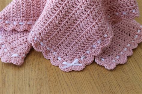 Crochet Pink Baby Blanketafghan With Shell Edging By Kirstskorner