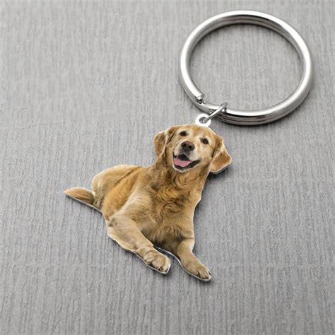 Personalized Pet Photo Keychain Full Body In Color Sketch Finish