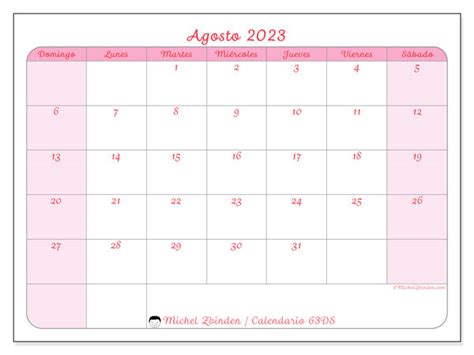 Calendario Agosto 2023 Delicadeza Ds Michel Zbinden Es