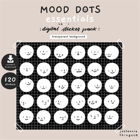 Cute Mood Tracker Stickers Color Dot Sticker Sheet Digital Bullet